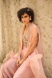 Blush pink chanderi zari waist coat set
