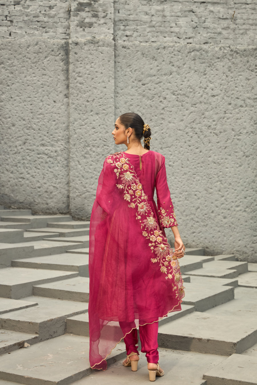 Magenta Chanderi Suit - Shreeka