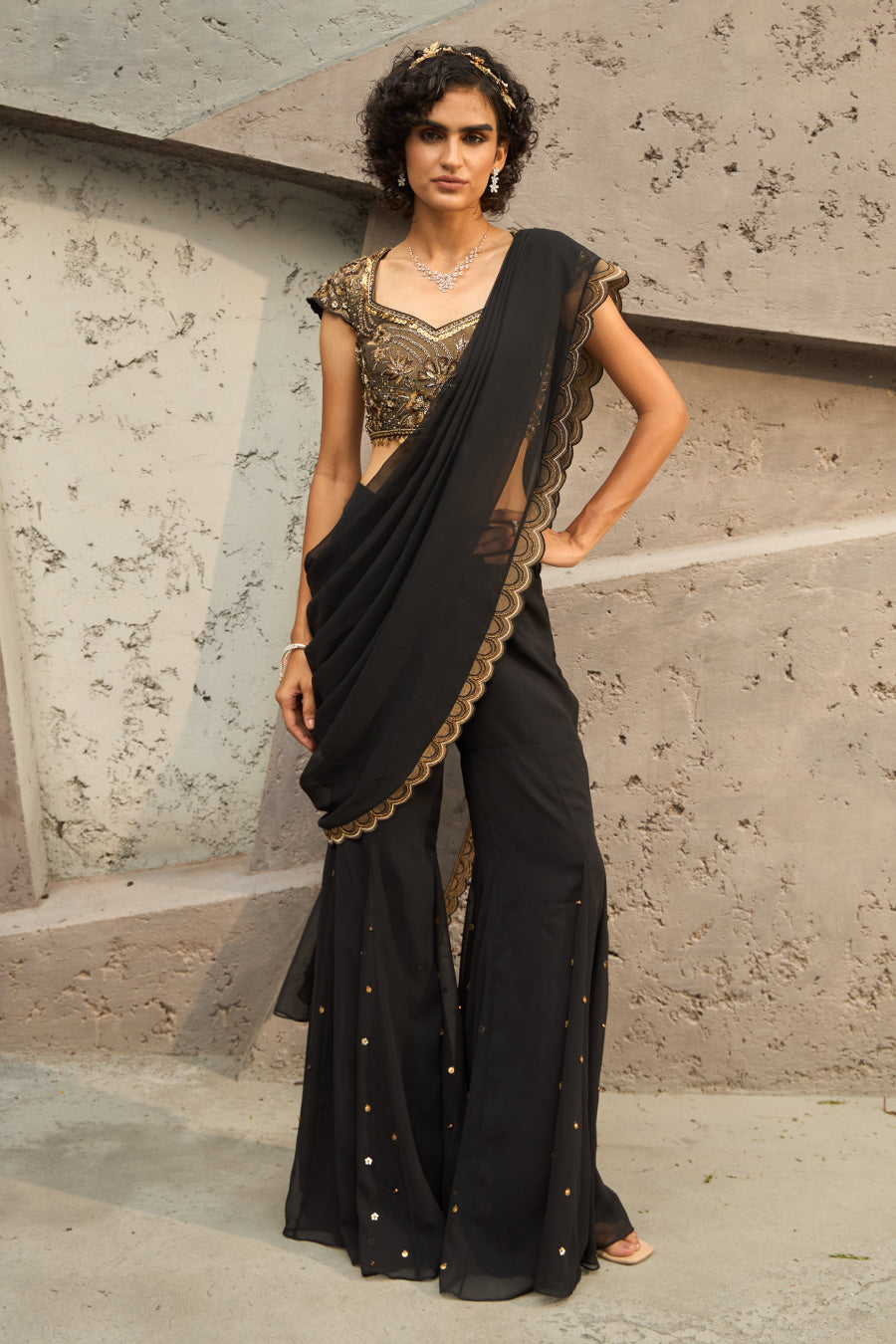 black-and-gold-drape-saree-shreeka