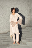 Ivory dupion silk kaftan set