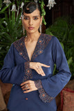 Midnight blue satin twill embroidered blazer set