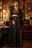 Black satin and banarasi silk tissue embroidered Anarkali set