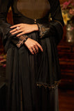 Black satin and banarasi silk tissue embroidered Anarkali set