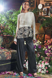 Black and white pleated shirt embroidered co ord set