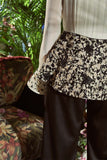 Black and white pleated shirt embroidered co ord set