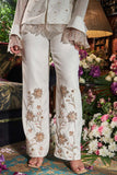Ivory pleated shirt embroidered co ord set