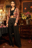 Black georgette hand embroidered blazer set