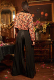 Black georgette hand embroidered blazer set