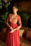Rust Chanderi & Georgette Embroidered Anarkali Set