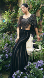 Black Organza  Embroidred Cape with Sharara