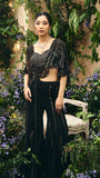 Black Organza  Embroidred Cape with Sharara