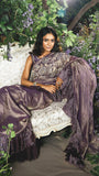 Purple Tissue , Crushed Jaquard Stripe & Dupion Saree Set