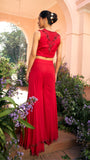 Hot Red Organza & Gerogette Sharara set