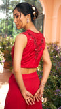 Hot Red Organza & Gerogette Sharara set