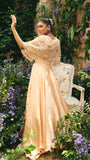 Peach Organza  & Satin Organza Cape with Skirt