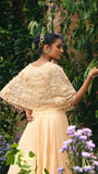 Peach Organza  & Satin Organza Cape with Skirt