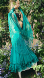 Emerald Green embroidered Organza Skirt Set