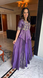 Purple Peplum and Skirt Set with Dupatta