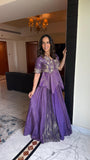 Purple Peplum and Skirt Set with Dupatta
