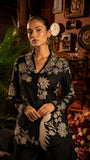 Black and White Embroidered Jacket and Pant Set