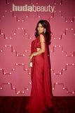 Hot Red Gerogette & Organza Drape Saree set