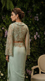 Mint Jacket and asymmetric Drape  Skirt Set