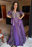 Purple Peplum and Skirt Set with Dupatta