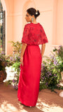 Hot Red organza & modal satin embroidered gown
