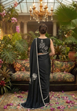 Black & White Silk Satin Organza Saree