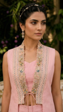 Pink Lapel Jacket and Jacquard pant set