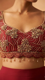Wine & Gold Georgette Frill Saree