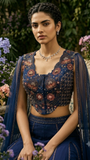 Midnight blue Waist Coat Sharara Set