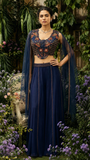 Midnight blue Waist Coat Sharara Set