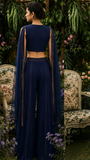 Midnight blue Waist Coat Sharara Set