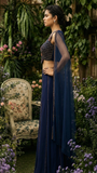Midnight blue Waist Coat Sharara Set