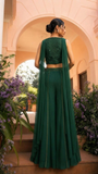 Emerald Green Organza & Gerogette Sharara set