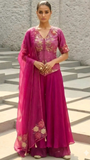 Magenta Multicolor Peplum & Sharara Set,