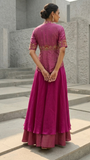 Magenta Multicolor Peplum & Sharara Set,