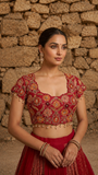 Deep Red Jaal Hand Embroidered Skirt Set