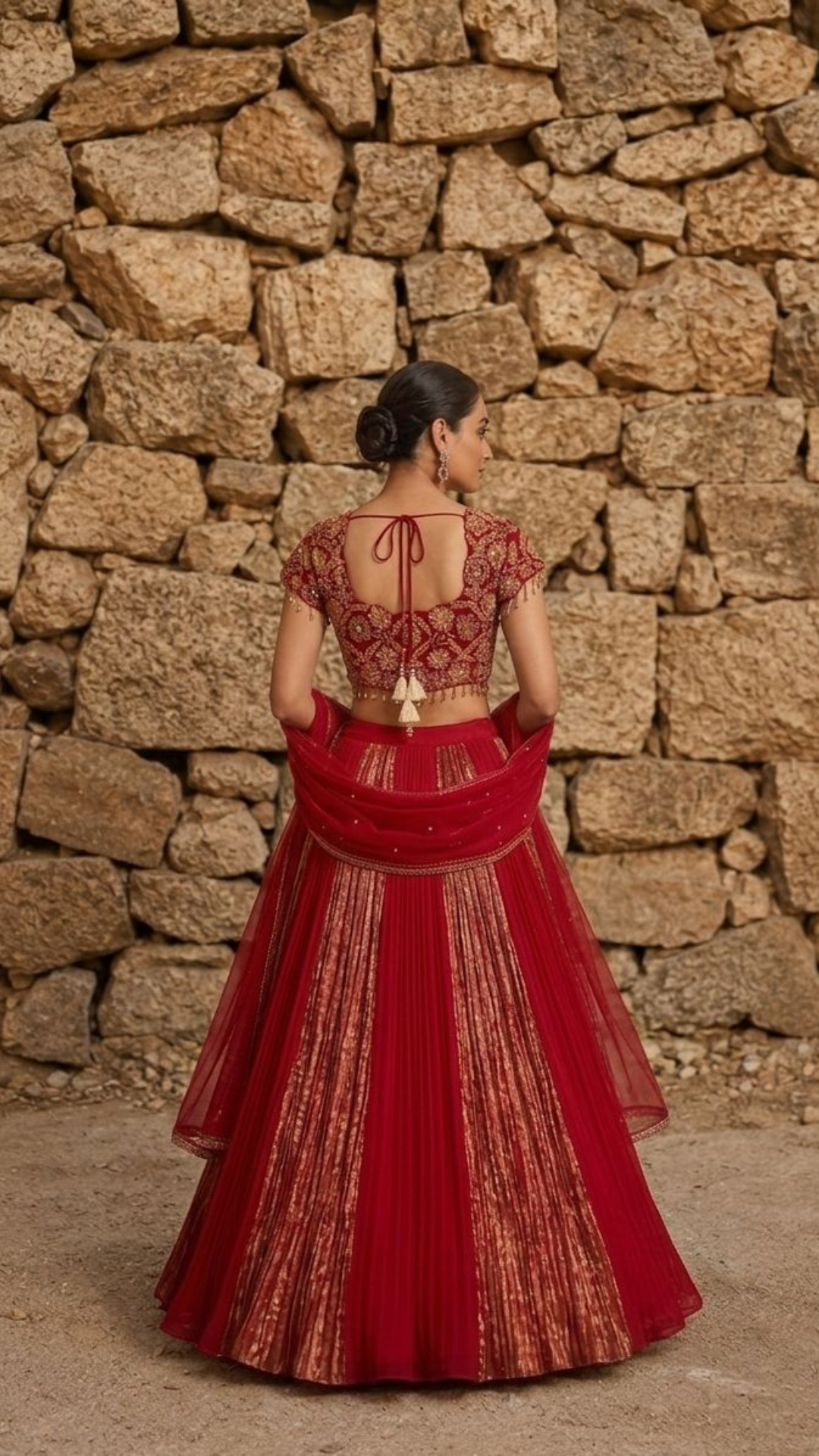 Deep Red Jaal Hand Embroidered Skirt Set