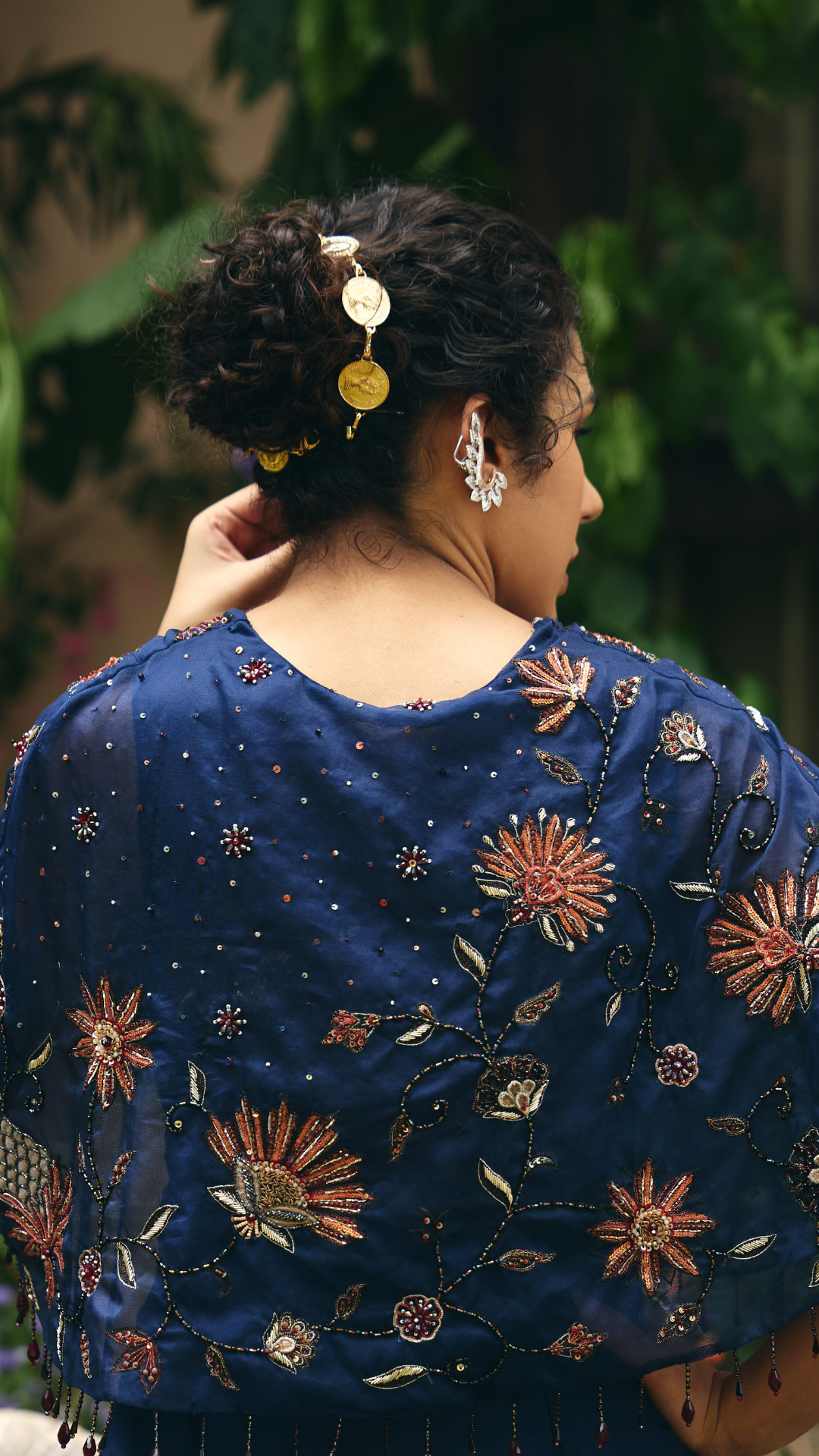 Midnight Blue Cape and Sharara set