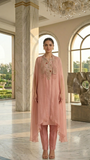 Blush Pink Chanderi Zari Cape Suit Set