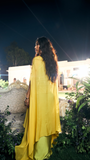 Lime Green Banarsi Butti , Organza  & Modal Satin Drape Skirt Set