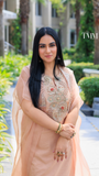 Blush Pink Chanderi Zari Cape Suit Set