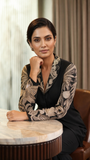 Black and White Draped Blazer Set