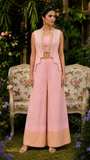 Pink Lapel Jacket and Jacquard pant set
