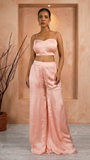 Peach flower jacket pant set