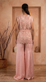 Peach flower jacket pant set