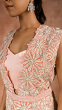 Peach flower jacket pant set